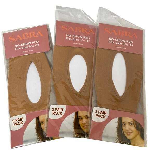 Sabra Nylon No-Show Peds 9 Pair (3packs of 3) Nude Color - Picture 1 of 3